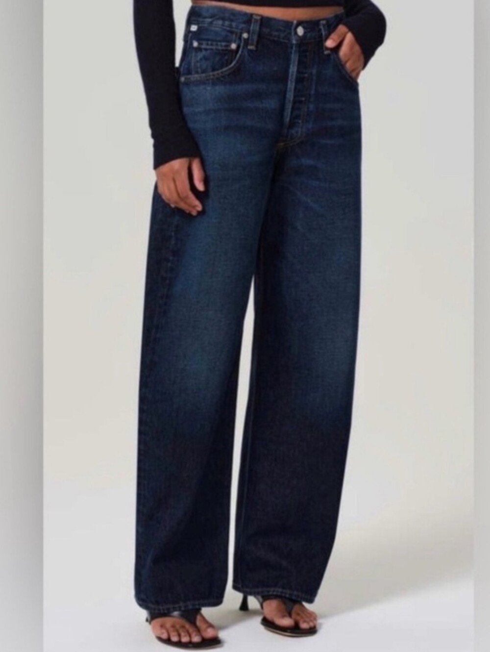 Citizens Of Humanity Ayla Bow Barrel Relaxed Wide Indigo Jeans Bandit Dark Wash